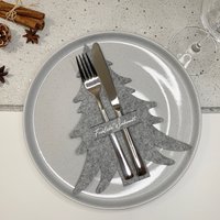 Filzbesteckhalter, Tannenbaum, 4Er-Set, Hellgrau Meliert von CompassDesignsShop