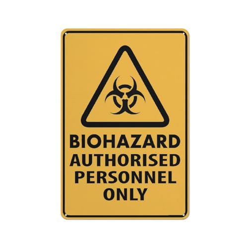 Compladeta Blechschild "Caution Biohazard Authorised Personnel Only", 30,5 x 20,3 cm, ideal für Garten und Hof, Wanddekoration von Compladeta