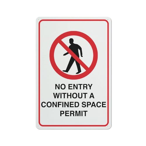 Compladeta Metallschild "No Entry Without A Confined Space Permit", 30,5 x 20,3 cm, rostfreies Aluminium, mehrfarbig von Compladeta