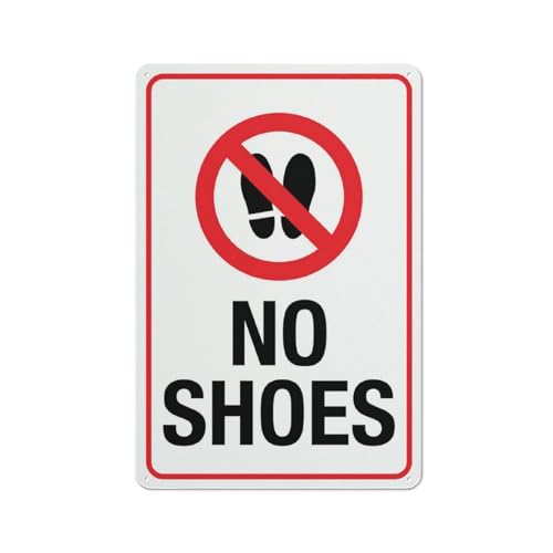 Compladeta Metallschild "No Shoes", 20,3 x 30,5 cm, rostfreies Aluminium, leicht zu lesen und stabil, Aufschrift "Keep Out" für den Außenbereich, für Zuhause, Bauernhof, Hof von Compladeta