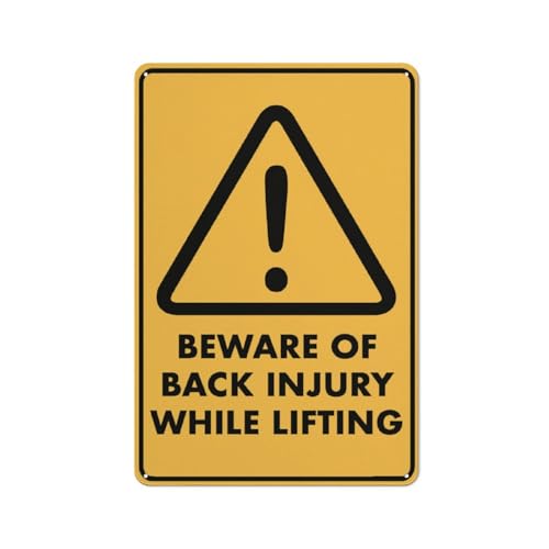 Compladeta Metallschild mit Aufschrift "Caution Beware Of Back Injury While Lifting" – 30,5 x 20,3 cm Metallschilder für Geschäft, Arbeitsplatz, Büro, Zuhause, Lieferschilder, Straßenschilder von Compladeta