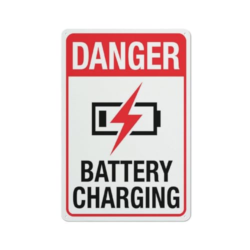 Compladeta Metallschild mit Aufschrift "Danger Battery Charging", 20,3 x 30,5 cm, rostfreies Aluminium, leicht zu lesen und stabil, Aufschrift "Keep Out" für den Außenbereich, für Zuhause, Bauernhof von Compladeta