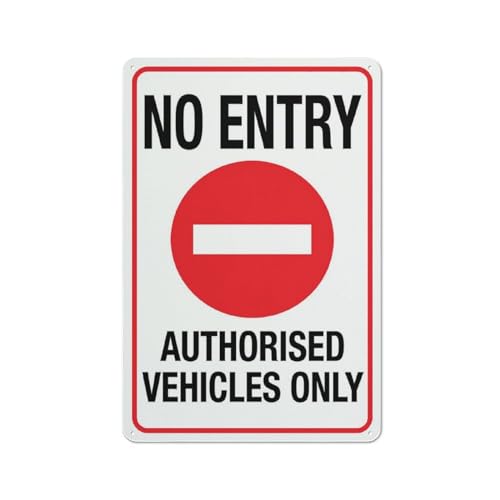 Compladeta Metallschild mit Aufschrift "No Entry Authorised Vehicles Only", 30,5 x 20,3 cm, Metallschilder für Geschäft, Arbeitsplatz, Büro, Zuhause, Lieferschilder, Straßenschilder, Gartenschilder von Compladeta