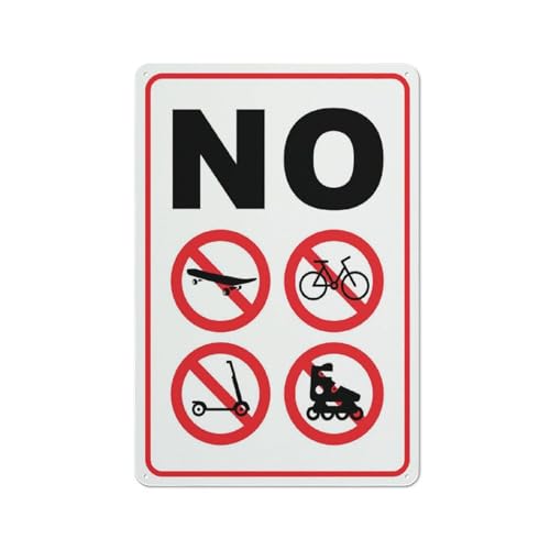 Compladeta Metallschild mit Aufschrift "No Skateboarding, Bicycle, Roller Blading And Scooter Riding Signs", 30,5 x 20,3 cm, Metallschilder für Geschäft, Arbeitsplatz, Büro, Zuhause, Lieferschilder von Compladeta
