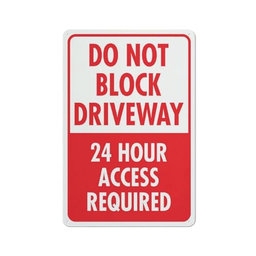 Compladeta Schild "Do Not Block Driveway 24 Hour Access Required", Hochformat, 20,3 x 30,5 cm, rostfreies Aluminium, UV-geschützt, wasserdicht, wetterfest und lichtbeständig, 4 vorgebohrte Löcher Compladeta Schild "Do Not Block Driveway 24 Hour Access Required", Hochformat, 20,3 x 30,5 cm, rostfreies Aluminium, UV-geschützt, wasserdicht, wetterfest und lichtbeständig, 4 vorgebohrte Löcher von Compladeta