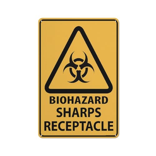 Compladeta Schild mit Aufschrift "Caution Biohazard Sharps Receptacle", 30,5 x 20,3 cm, Aluminiumschild, vorgebohrte Löcher für einfache Montage im Innen- und Außenbereich, für Zauntüren oder Tore Compladeta Schild mit Aufschrift "Caution Biohazard Sharps Receptacle", 30,5 x 20,3 cm, Aluminiumschild, vorgebohrte Löcher für einfache Montage im Innen- und Außenbereich, für Zauntüren oder Tore von Compladeta
