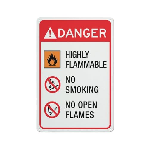 Compladeta Schild mit Aufschrift "Danger Highly Flammable No Smoking No Flames", 30,5 x 20,3 cm, hochwertiges Aluminium, sonnenfest, rostfrei von Compladeta