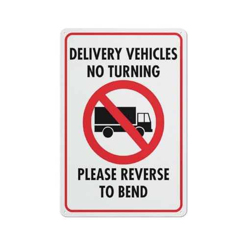 Compladeta Schild mit Aufschrift "Delivery Vehicles No Turning Please Reverse To Bend", 20,3 x 30,5 cm, rostfreies Aluminiumschild, für den Außenbereich, Metall-Blechschild für Zuhause, Geschäft, Hof Compladeta Schild mit Aufschrift "Delivery Vehicles No Turning Please Reverse To Bend", 20,3 x 30,5 cm, rostfreies Aluminiumschild, für den Außenbereich, Metall-Blechschild für Zuhause, Geschäft, Hof von Compladeta