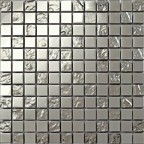 1qm Silber Edelstahl und texturiert Glas Mosaik Fliesen Matten (MT0129 m2) von Complement