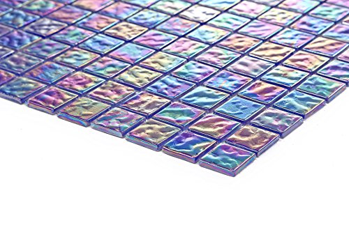 10x10cm Muster. Glas Mosaik Fliesen Muster Violett mit mehrfarbigem Schimmer MT0042 Muster von Complement