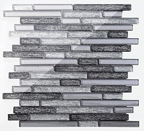 Complement Grau, Schwarz und Silber Glas Mosaik Fliesen Matte. (CM0002) von Complement
