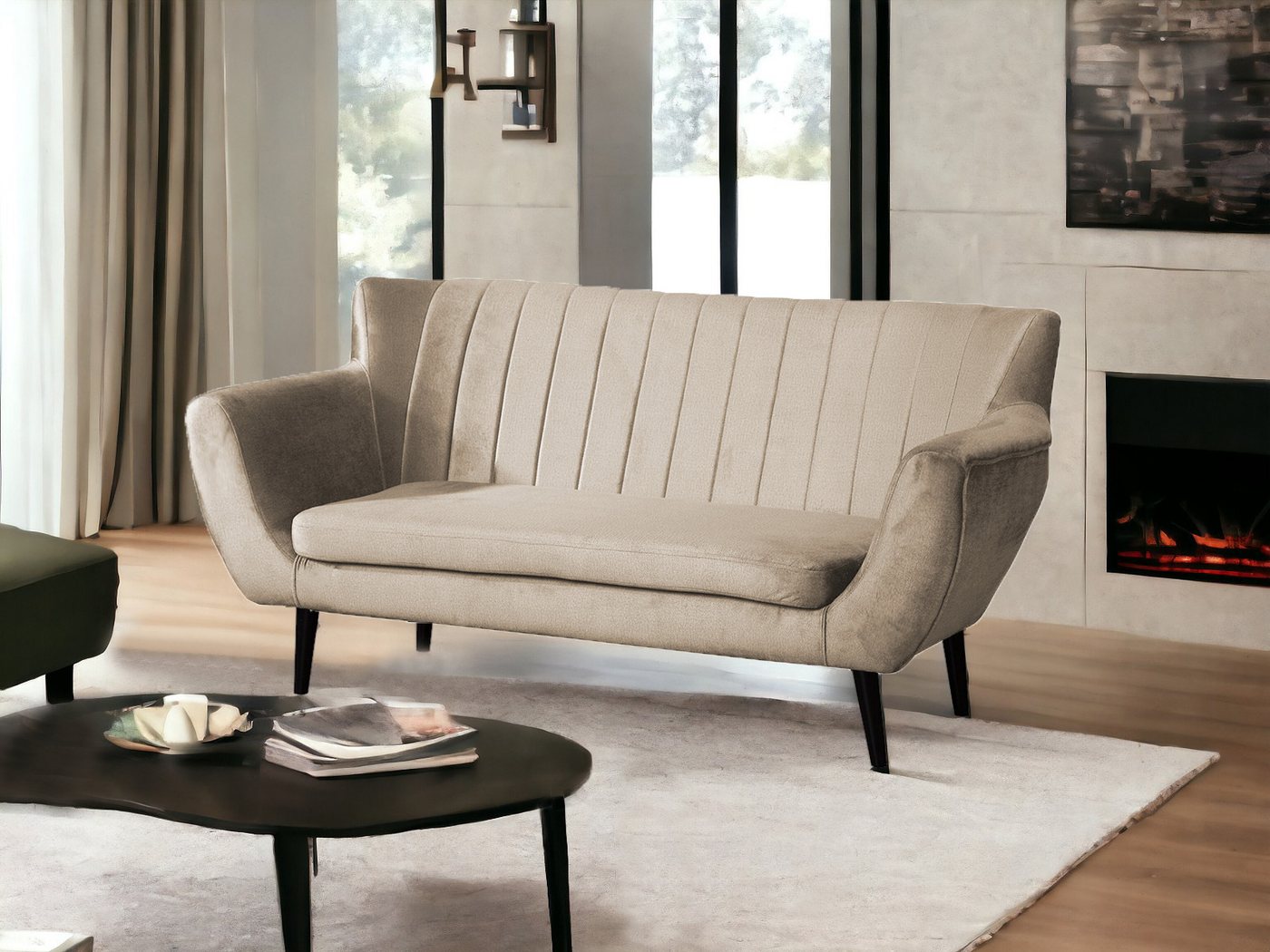 Compleo 2-Sitzer Sofa mit hohen Beinen, Velours-Sofa TULIO, Breite: 160, Komfortabel, und elegant von Compleo