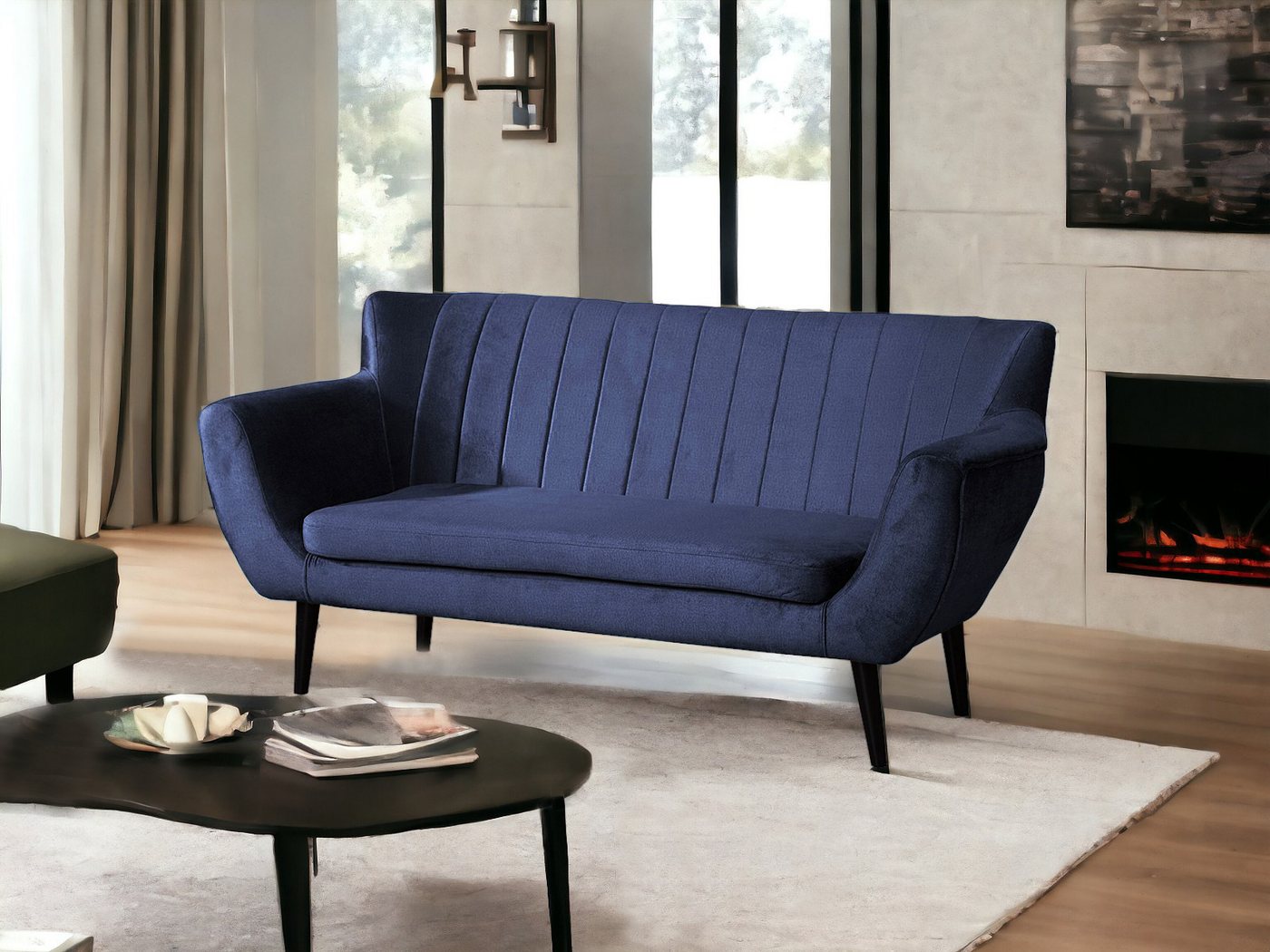 Compleo 2-Sitzer Sofa mit hohen Beinen, Velours-Sofa TULIO, Breite: 160, Komfortabel, und elegant von Compleo