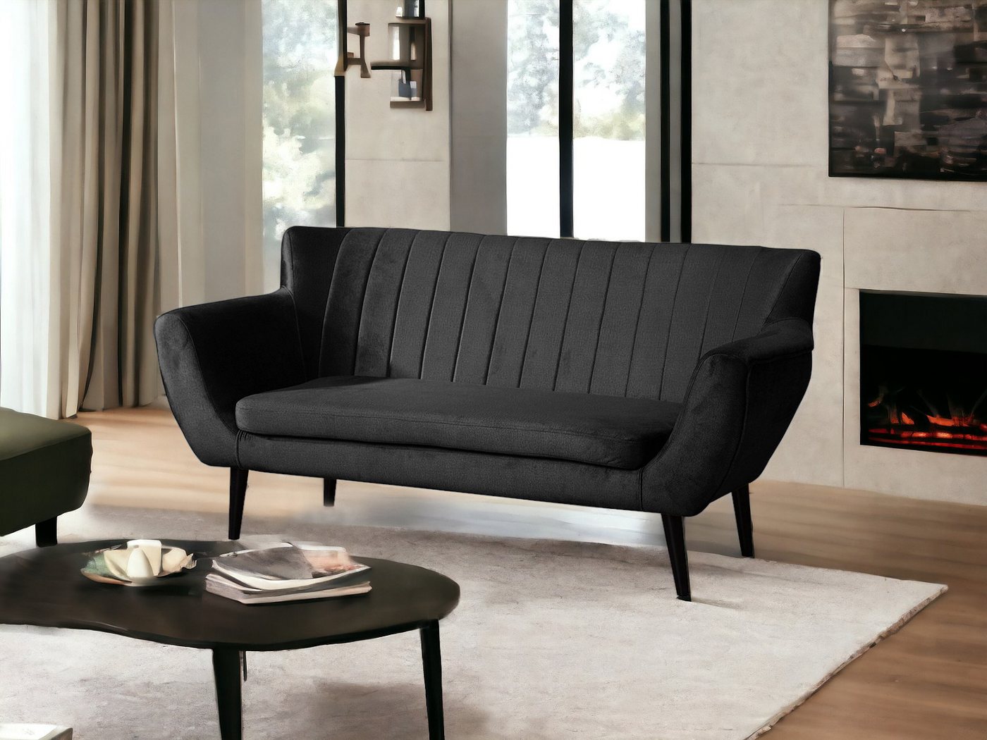 Compleo 2-Sitzer Sofa mit hohen Beinen, Velours-Sofa TULIO, Breite: 160, Komfortabel, und elegant von Compleo