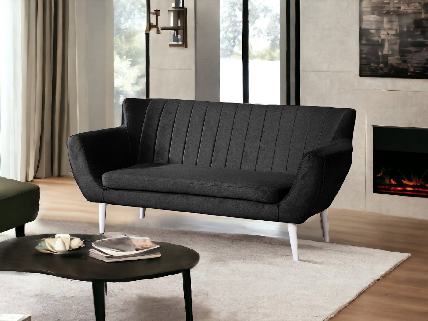 Compleo 2-Sitzer Sofa mit hohen Beinen, Velours-Sofa TULIO, Breite: 160, Komfortabel, und elegant von Compleo