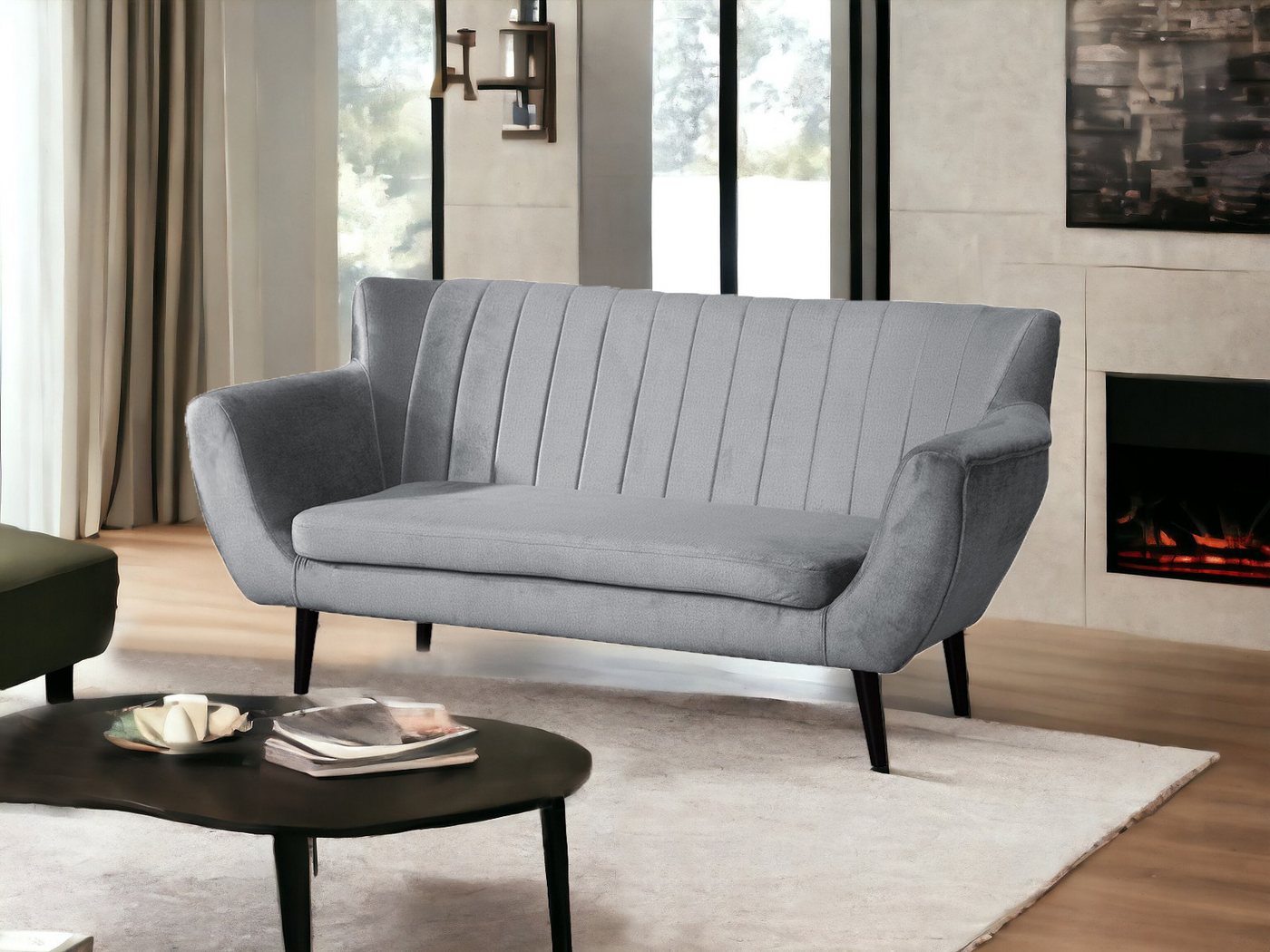 Compleo 2-Sitzer Sofa mit hohen Beinen, Velours-Sofa TULIO, Breite: 160, Komfortabel, und elegant von Compleo