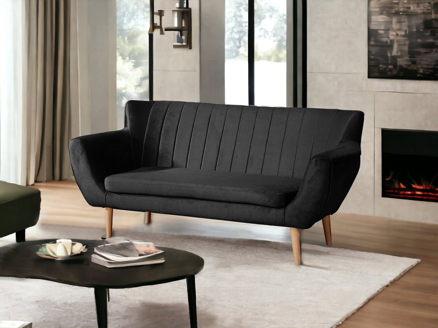 Compleo 2-Sitzer Sofa mit hohen Beinen, Velours-Sofa TULIO, Breite: 160, Komfortabel, und elegant von Compleo