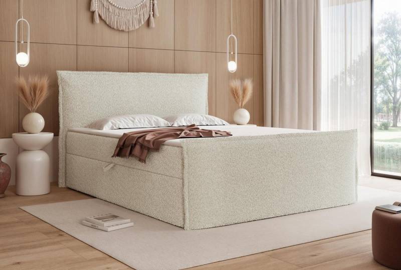 Compleo Boxspringbett Boucle oder Chenille-Stoff, Boxspringbett mit 2 Bettkasten (Größen zur Auswahl, optional mit Topper), Zeitlos-moderner klassischer Stil von Compleo