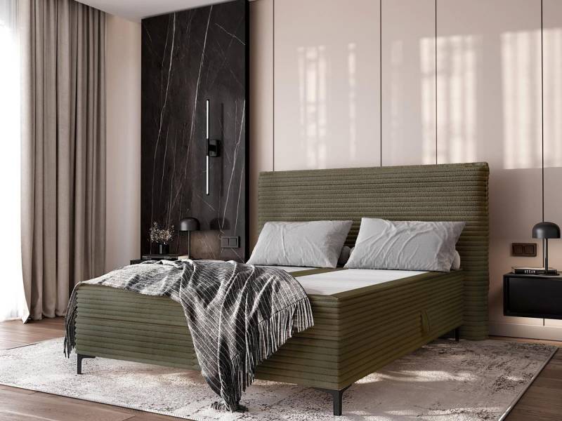 Compleo Boxspringbett Cordstoff, Modern Komfortbett, Designbett mit MetallFüßen MOGAN von Compleo
