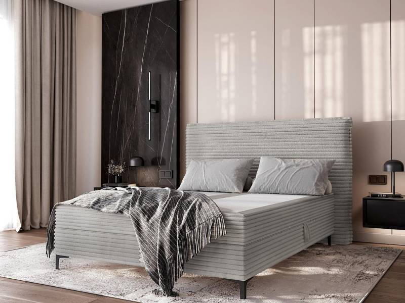 Compleo Boxspringbett Cordstoff, Modern Komfortbett, Designbett mit MetallFüßen MOGAN von Compleo