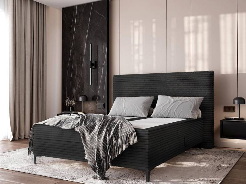 Compleo Boxspringbett Cordstoff, Modern Komfortbett, Designbett mit MetallFüßen MOGAN von Compleo