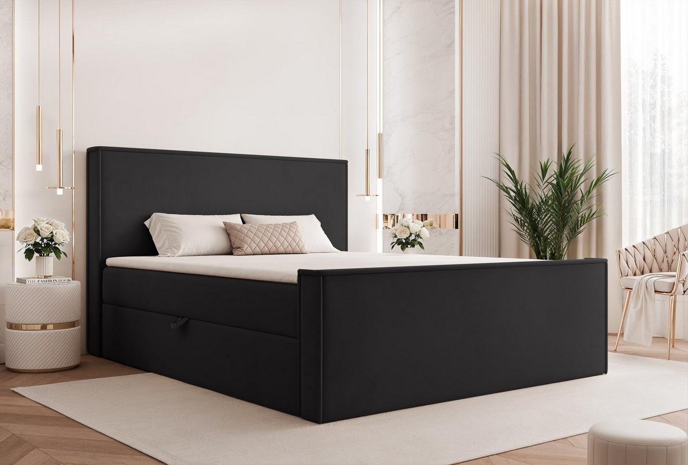 Compleo Boxspringbett Klasisch Design, gepolstertes Kopfteil mit Bettkasten, Bonell, Topper, Doppelbett Compleo Boxspringbett Klasisch Design, gepolstertes Kopfteil mit Bettkasten, Bonell, Topper, Doppelbett von Compleo