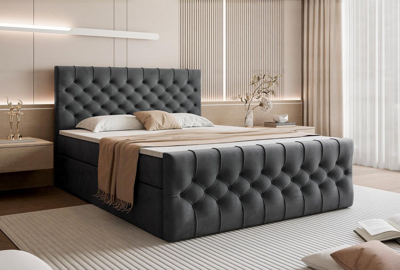 Compleo Boxspringbett MIAMI, H3 Matratze Bonellfederung, Velvet, Glamouröses Design Compleo Boxspringbett MIAMI, H3 Matratze Bonellfederung, Velvet, Glamouröses Design von Compleo