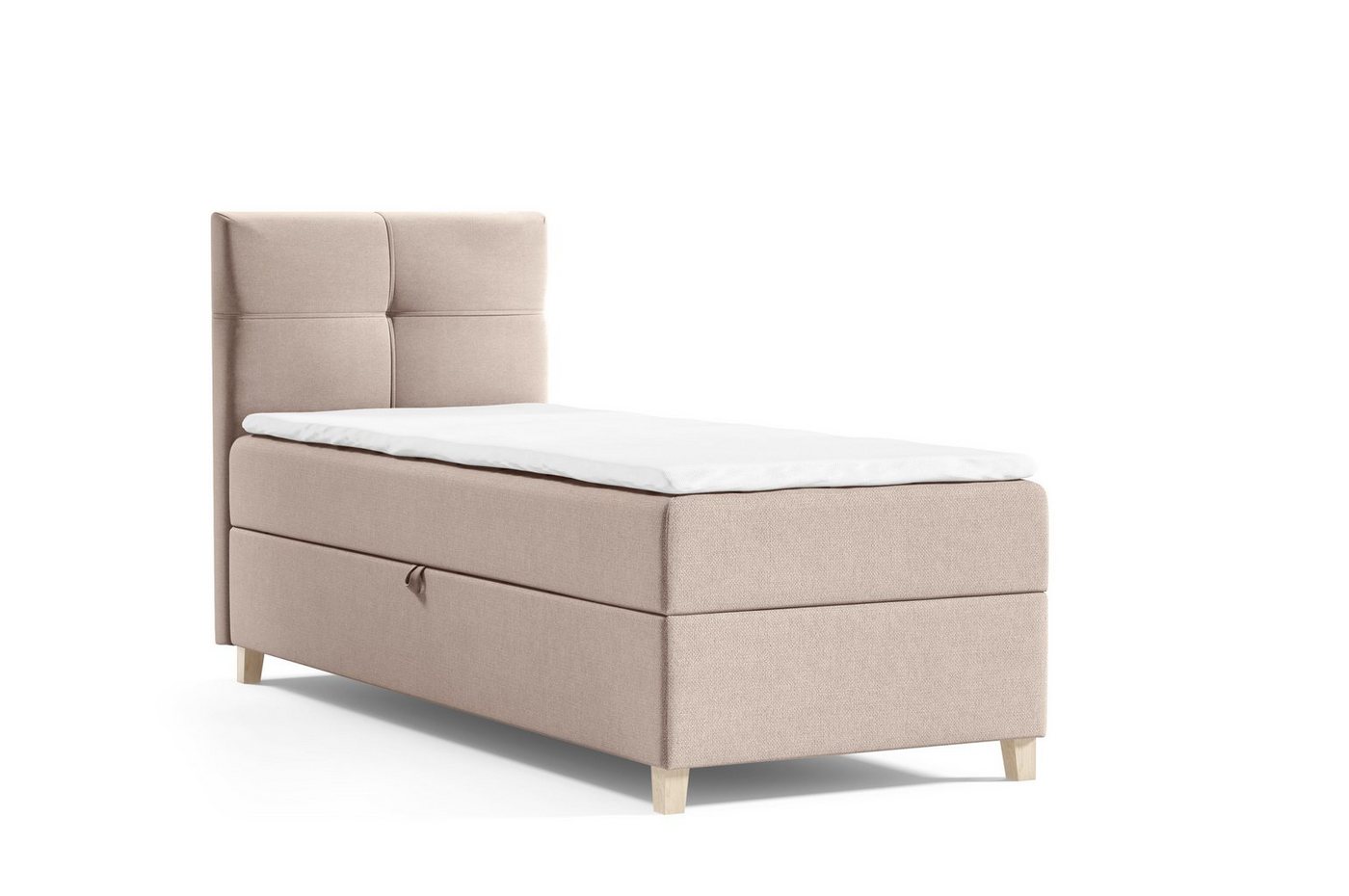 Compleo Boxspringbett Velour Boxspringbett mit Federkernmatratze CHICAGO MINI, mit Topper von Compleo