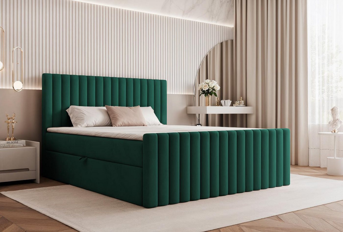 Compleo Boxspringbett elegant und modern MIAMI II, Bonell-Matratze und Topperr, mit zwei Bettkästen Compleo Boxspringbett elegant und modern MIAMI II, Bonell-Matratze und Topperr, mit zwei Bettkästen von Compleo