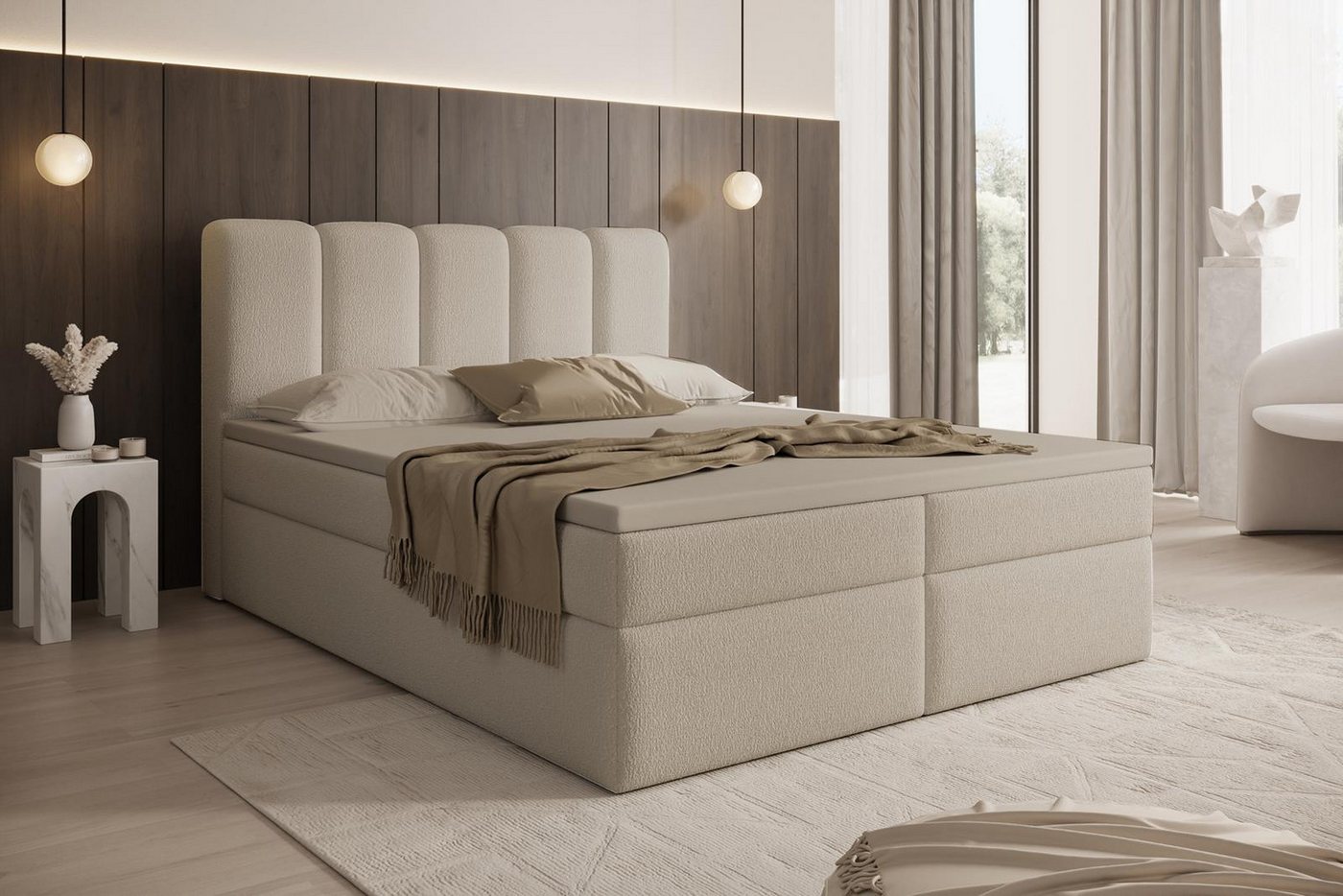 Compleo Boxspringbett mit Bettkasten, Bonell-matratze und topper, 120/140/160/180/200x200 von Compleo