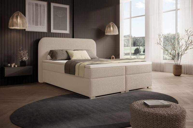 Compleo Boxspringbett mit Bonellfederkern, Modernes Bett mit abgerundetes Kopfteil DESIGNO von Compleo