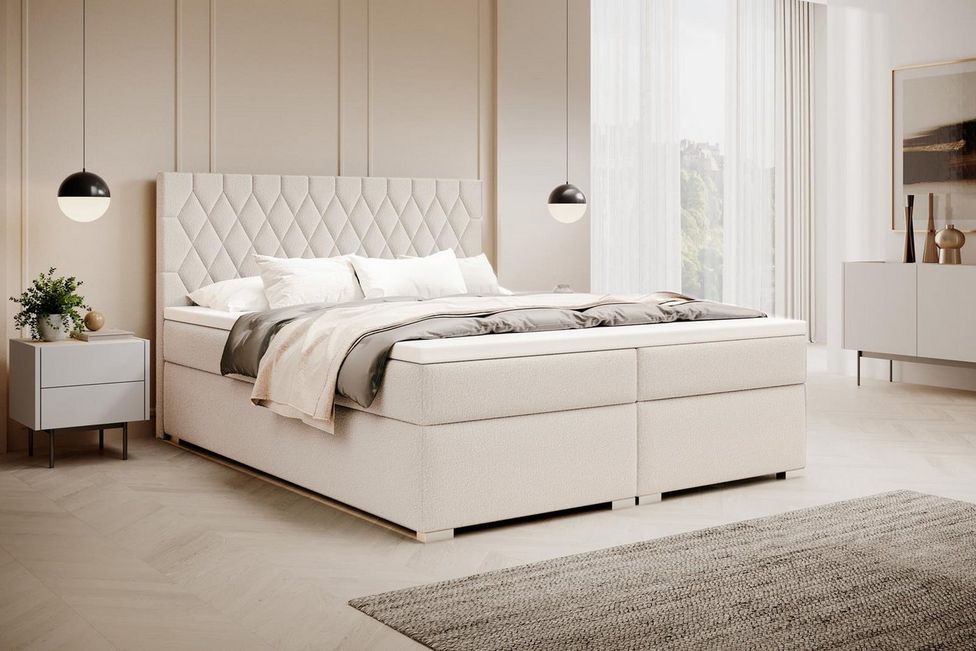 Compleo Boxspringbett mit abgerundetes Kopfteil, Designerbett, Luxusbett mit Bettkasten Compleo Boxspringbett mit abgerundetes Kopfteil, Designerbett, Luxusbett mit Bettkasten von Compleo