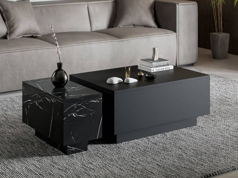 Compleo Couchtisch (2.set) Rechteckiger Couchtisch, Marmor optik JACOB Sofatisch von Compleo