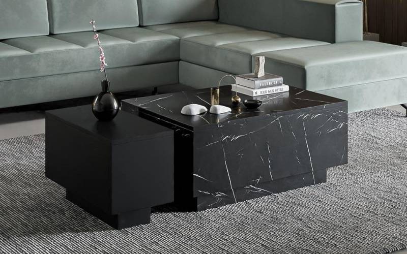 Compleo Couchtisch (2.set) Rechteckiger Couchtisch, Marmor optik JACOB Sofatisch von Compleo