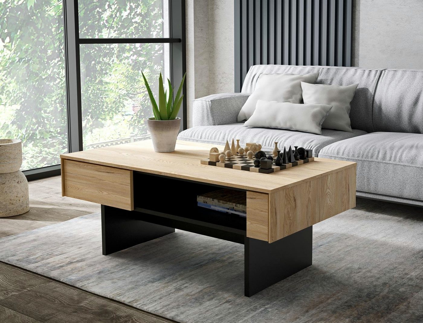 Compleo Couchtisch PORTO (Tisch für Wohnzimmer aus dem Regal) 110 x 46 x 60, Loft stil von Compleo