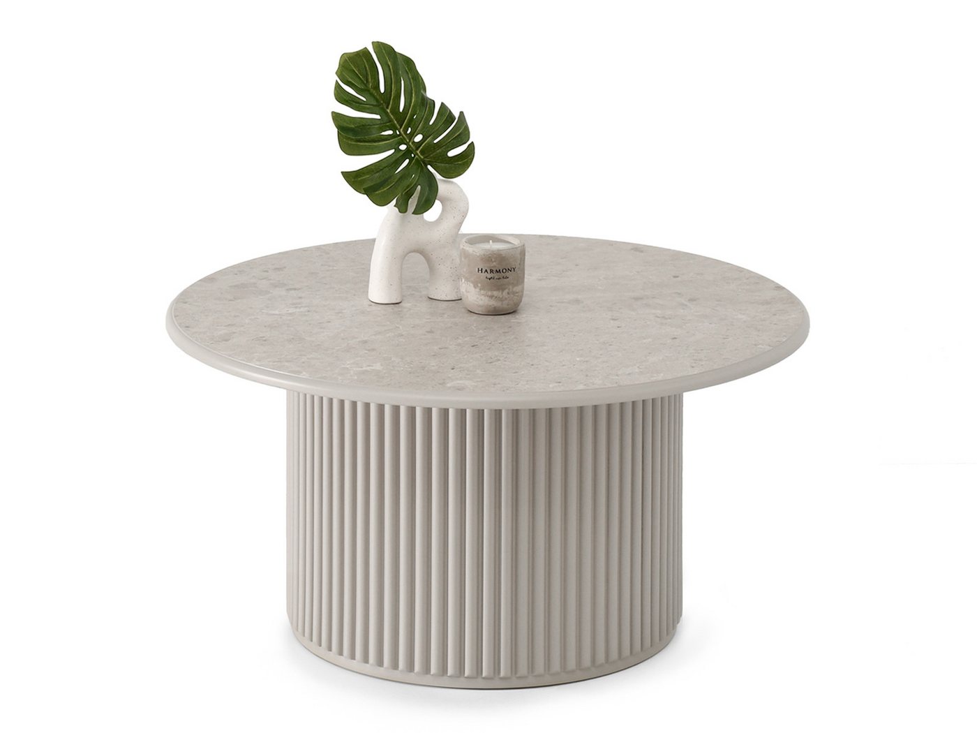 Compleo Couchtisch Säulengestell mit Rillenstruktur DORFIS Tee Tisch, Rund Kaffeetisch Compleo Couchtisch Säulengestell mit Rillenstruktur DORFIS Tee Tisch, Rund Kaffeetisch von Compleo