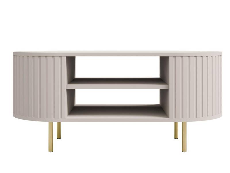 Compleo Couchtisch mit Regalen, Kaffeetisch, OVI Eiche cremona oder Beige von Compleo