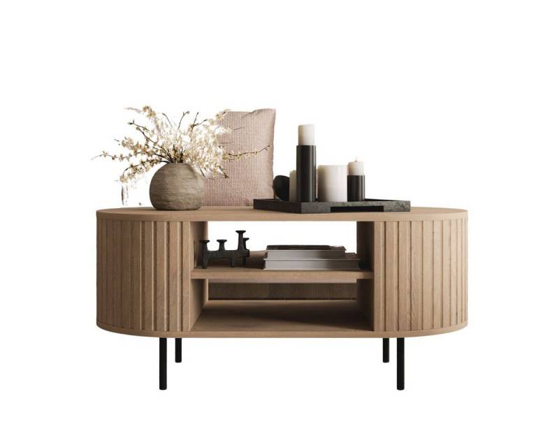 Compleo Couchtisch mit Regalen, Kaffeetisch, OVI Eiche cremona oder Beige von Compleo