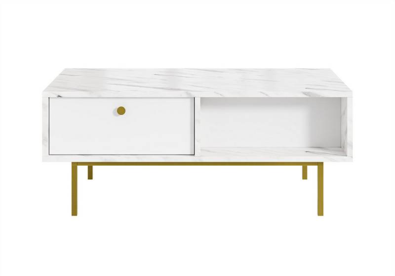 Compleo Couchtisch mit Schublade SAMBI, Kaffeetisch mit Marmor Optik von Compleo
