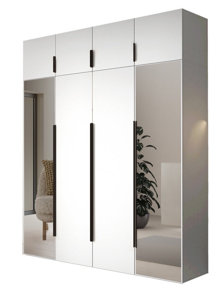 Compleo Drehtürenschrank Kleiderschrank mit Aufsatz, Hochschrank, Spiegelschrank STELLS von Compleo