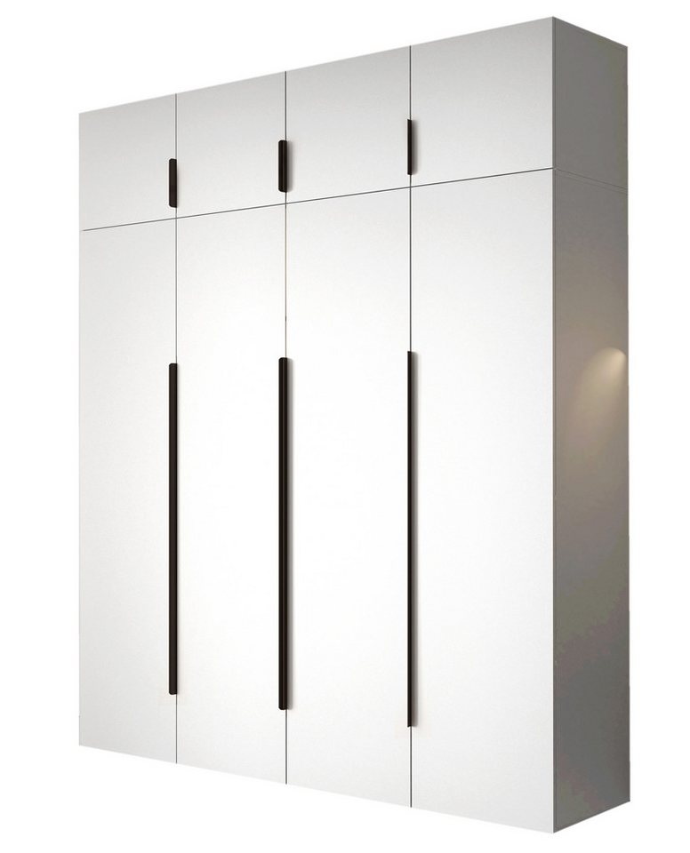 Compleo Drehtürenschrank STELLS mit vier Drehtüren, Kleiderstange, Metallgriffe von Compleo