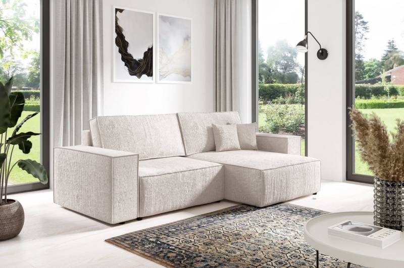 Compleo Ecksofa BOSTON MINI, Schlaffunktion mit Liegefläche 135 x 200 cm, Bettkasten, Schlafzimmer, Wohnzimmer von Compleo