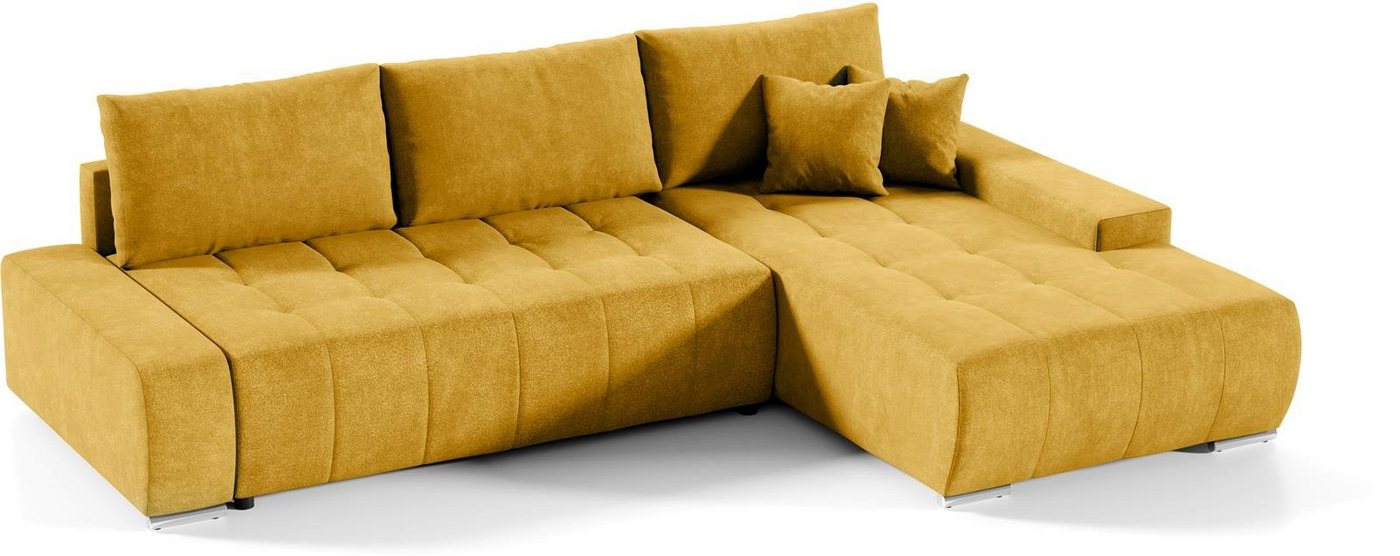 Compleo Ecksofa MONO L-Form Ecksofa mit Steppung, Schlafsofa aus Velourstoff, Breite: 265 cm, Modern Wohnzimmer von Compleo