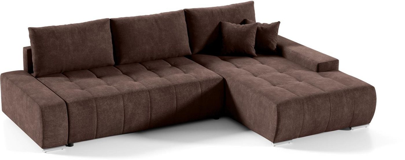 Compleo Ecksofa MONO L-Form Ecksofa mit Steppung, Schlafsofa aus Velourstoff, Breite: 265 cm, Modern Wohnzimmer von Compleo