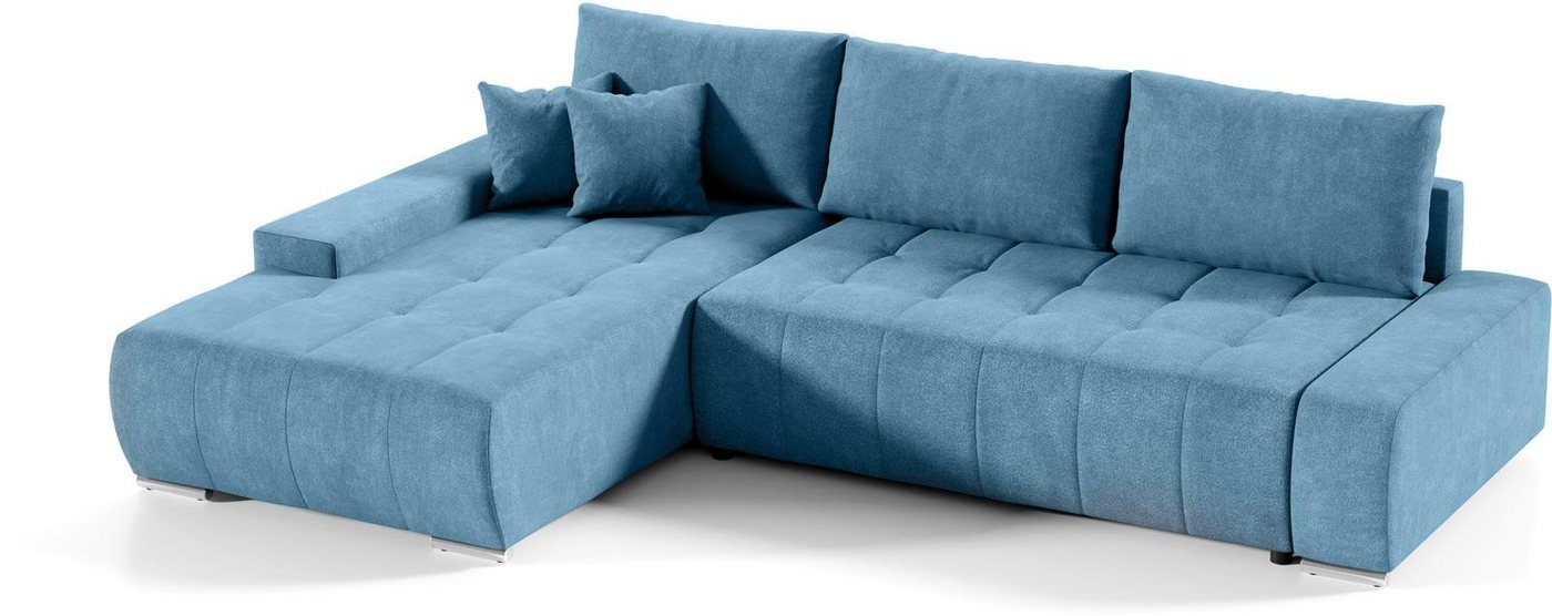 Compleo Ecksofa MONO L-Form Ecksofa mit Steppung, Schlafsofa aus Velourstoff, Breite: 265 cm, Modern Wohnzimmer von Compleo