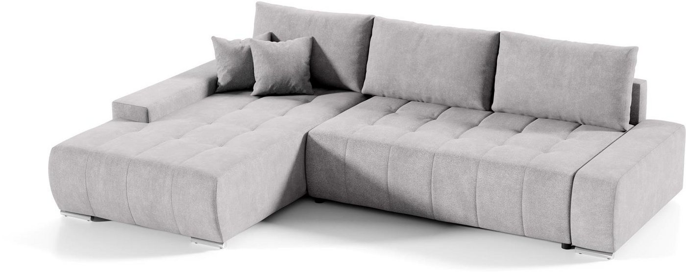 Compleo Ecksofa MONO L-Form Ecksofa mit Steppung, Schlafsofa aus Velourstoff, Breite: 265 cm, Modern Wohnzimmer von Compleo