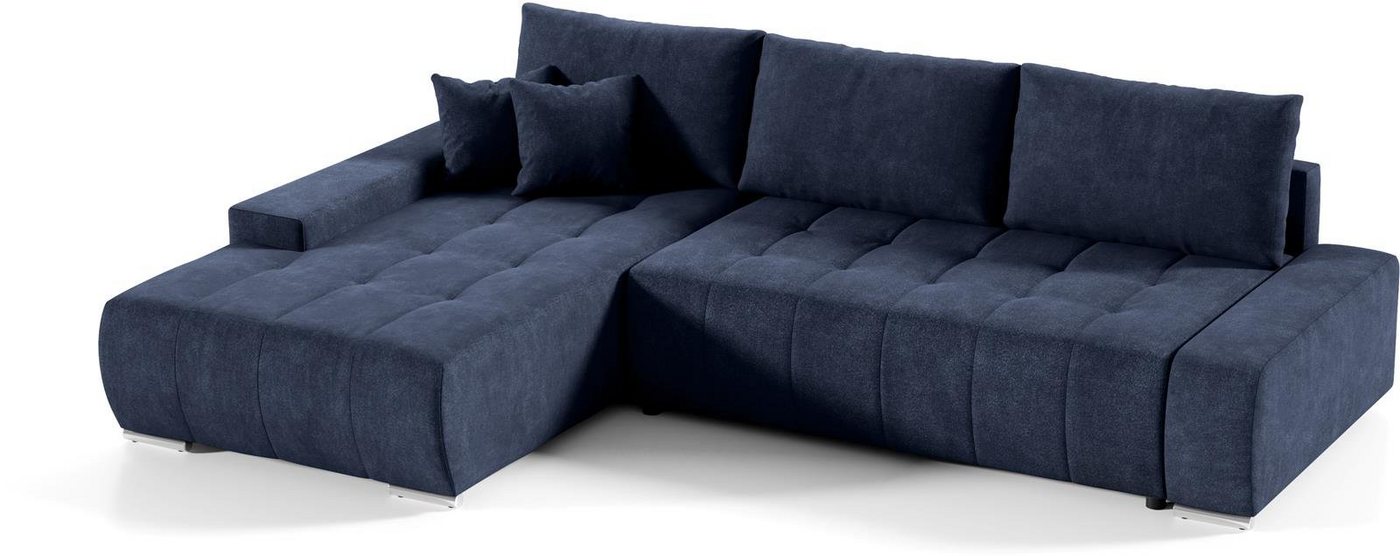 Compleo Ecksofa MONO L-Form Ecksofa mit Steppung, Schlafsofa aus Velourstoff, Breite: 265 cm, Modern Wohnzimmer von Compleo