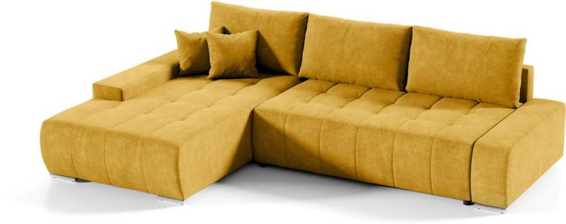 Compleo Ecksofa MONO L-Form Ecksofa mit Steppung, Schlafsofa aus Velourstoff, Breite: 265 cm, Modern Wohnzimmer von Compleo