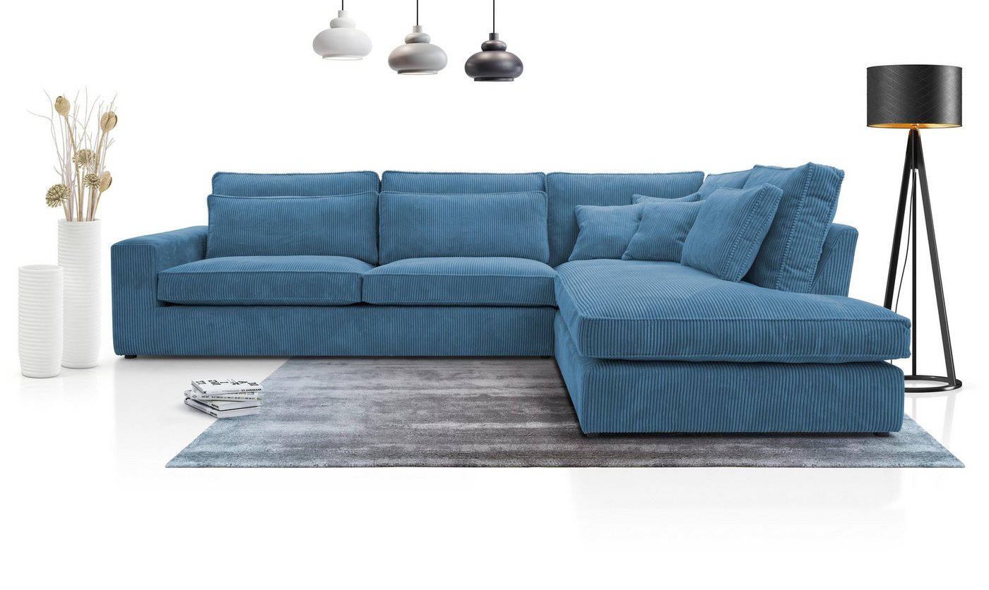 Compleo Ecksofa LAMINE, L-Form Wohnzimmersofa, große Ecke aus Velours, L: 314 cm von Compleo