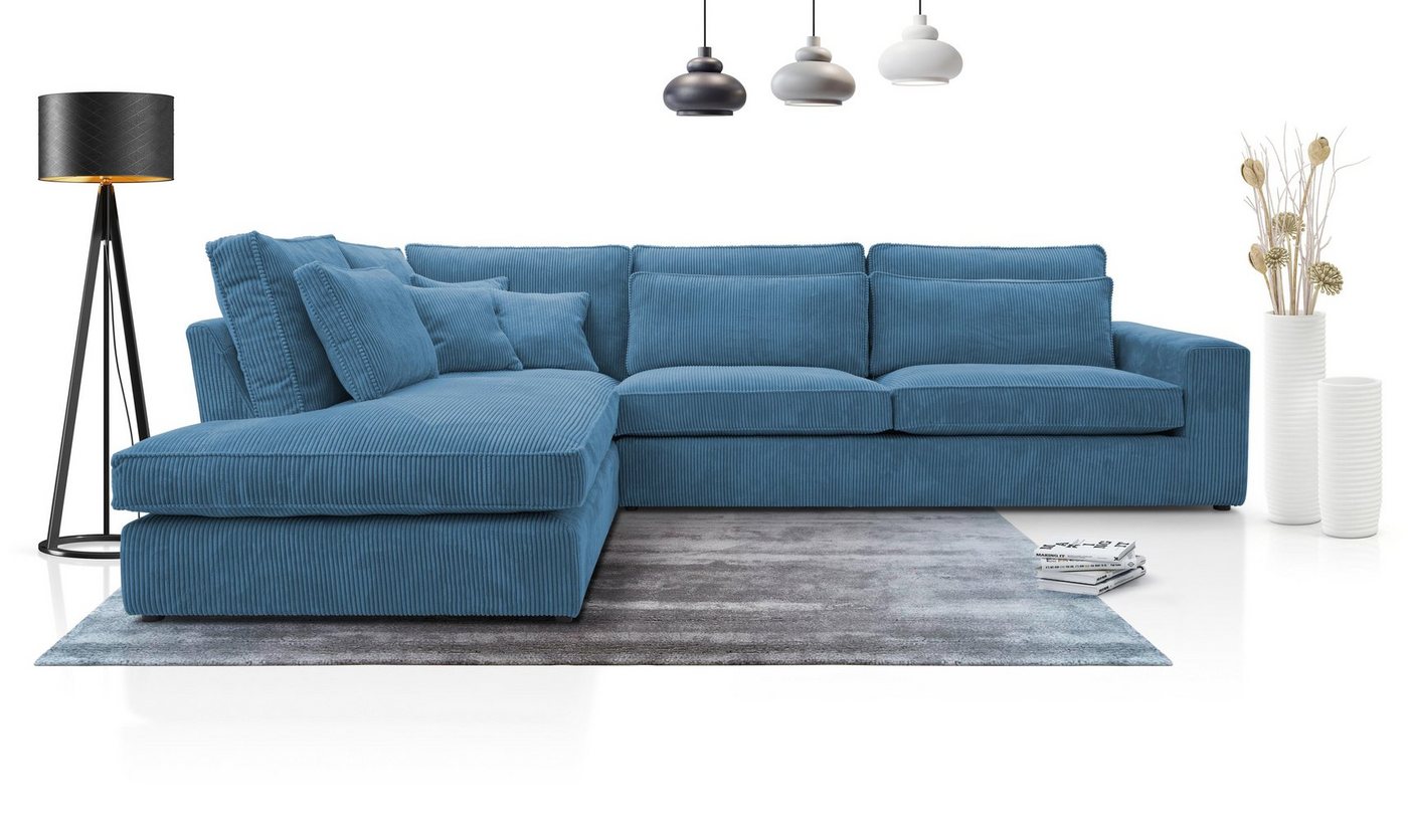 Compleo Ecksofa LAMINE, L-Form Wohnzimmersofa, große Ecke aus Velours, L: 314 cm von Compleo